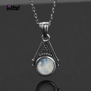 Moonstone Pendant Necklace 925 Sterling Silver Vintage Style