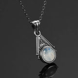 Moonstone Pendant Necklace 925 Sterling Silver Vintage Style