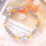Moonstone Pixiu Bracelet with Citrine Crystal Beads