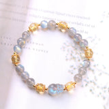 Moonstone Pixiu Bracelet with Citrine Crystal Beads