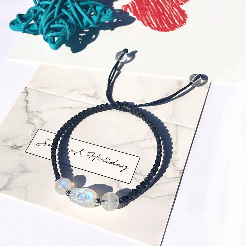 Moonstone Pixiu Rope Bracelet for Women