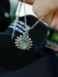 Moonstone Silver Pendant Necklace Sun Geometric Shape Vintage Woman Hotsale