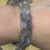 Gray Moonstone Stone Beads 15'' Faceted Oval DIY Loose Beads For Jewelry Making