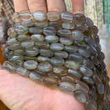 Gray Moonstone Stone Beads 15'' Faceted Oval DIY Loose Beads For Jewelry Making