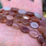 Faceted Oval Orange Moonstone Stone Beads 15'' DIY Loose Beads