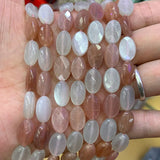 Faceted Oval Orange Moonstone Stone Beads 15'' DIY Loose Beads