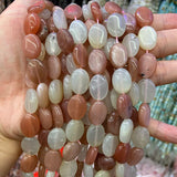 Faceted Oval Orange Moonstone Stone Beads 15'' DIY Loose Beads