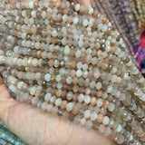 Moonstone Stone Beads 15'' Faceted Rondelle DIY Spacer Loose Beads
