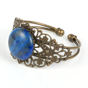 Moonstone Tiger Eye Copper Wrap Bracelet Vintage Cuff Bangles