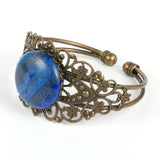 Moonstone Tiger Eye Copper Wrap Bracelet Vintage Cuff Bangles