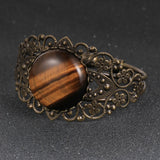 Moonstone Tiger Eye Copper Wrap Bracelet Vintage Cuff Bangles