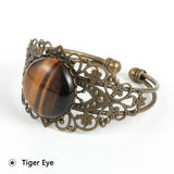 Moonstone Tiger Eye Copper Wrap Bracelet Vintage Cuff Bangles