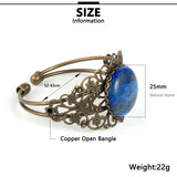 Moonstone Tiger Eye Copper Wrap Bracelet Vintage Cuff Bangles