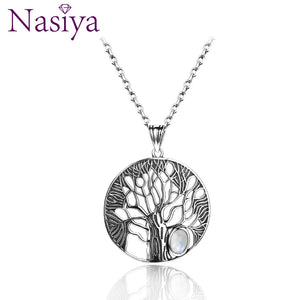 Sterling Silver Moonstone Tree Pendant Necklace for Women