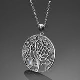 Sterling Silver Moonstone Tree Pendant Necklace for Women