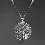 Sterling Silver Moonstone Tree Pendant Necklace for Women