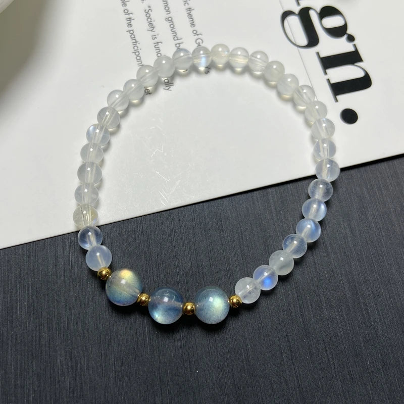 Moonstone & Labradorite Beaded Gemstone Bracelet