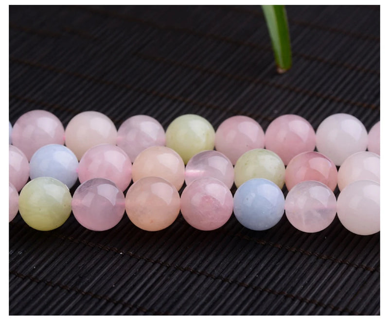 Natural Morganite 6-10mm Round Gemstone Beads for 925 Sterling Silver Jewelry