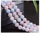 Natural Morganite 6-10mm Round Gemstone Beads for 925 Sterling Silver Jewelry