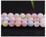 Natural Morganite 6-10mm Round Gemstone Beads for 925 Sterling Silver Jewelry