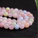 Natural Morganite 6-10mm Round Gemstone Beads for 925 Sterling Silver Jewelry