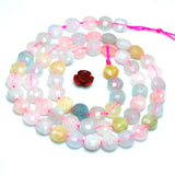 Natural Morganite Faceted Coin Beads Loose Gemstones for Jewelry Making