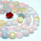 Natural Morganite Faceted Coin Beads Loose Gemstones for Jewelry Making