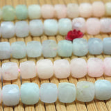 Natural Morganite Faceted Cube Loose Beads Gemstone Bracelet Necklace DIY