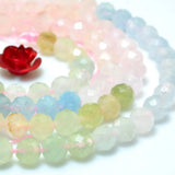 Natural Morganite Faceted Round Beads Gemstone Bracelet Necklace