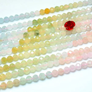 Natural Morganite Faceted Round Beads Gemstone Bracelet Necklace
