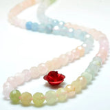 Natural Morganite Faceted Round Beads Gemstone Bracelet Necklace