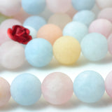 Natural Morganite Matte Round Loose Beads Gemstone Semi Precious Stone