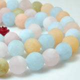 Natural Morganite Matte Round Loose Beads Gemstone Semi Precious Stone