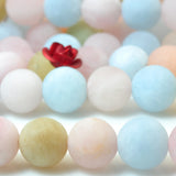 Natural Morganite Matte Round Loose Beads Gemstone Semi Precious Stone