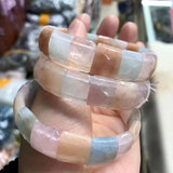 Natural Morganite Stone Beads Bracelet Gemstone Bangle