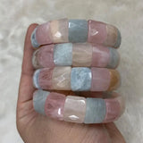 Natural Morganite Stone Beads Bracelet Gemstone Bangle for Women