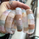 Natural Morganite Stone Beads Bracelet Gemstone Bangle