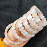 Natural Morganite Stone Beads Bracelet Gemstone Jewelry Bangle Gift