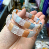 Natural Morganite Stone Beads Bracelet Gemstone Jewelry Bangle
