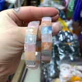 Natural Morganite Stone Beads Bracelet Gemstone Jewelry Bangle