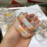 Natural Morganite Stone Beads Bracelet Gemstone Jewelry Bangle