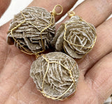 Moroccan Desert Rose Stone Raw Gemstone Pendant Charms 6pcs