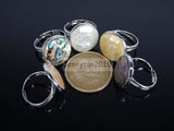 Mother of Pearl Shell Round Ball Beads Adjustable Ring