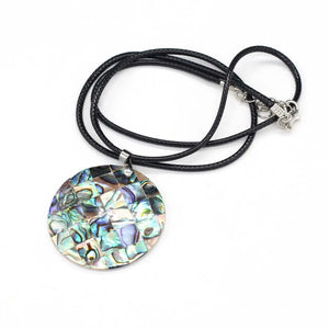 Mother of Pearl Abalone Shell Pendant Round Shells Necklace