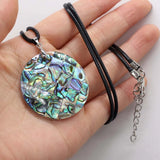 Mother of Pearl Abalone Shell Pendant Round Shells Necklace