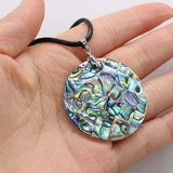 Mother of Pearl Abalone Shell Pendant Round Shells Necklace