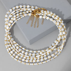 Mother of Pearl Beads Necklace Heart Star Round Shell Necklaces
