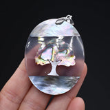 Mother of Pearl Tree of Life Oval Shell Pendant
