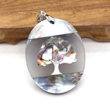 Mother of Pearl Tree of Life Oval Shell Pendant