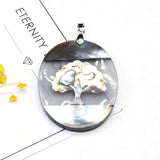 Mother of Pearl Tree of Life Oval Shell Pendant